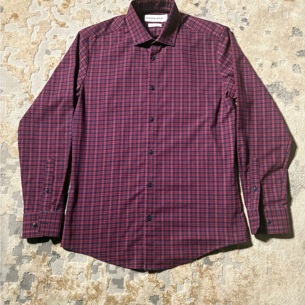 Mizzen+Main Burgundy Plaid Button Down Shirt